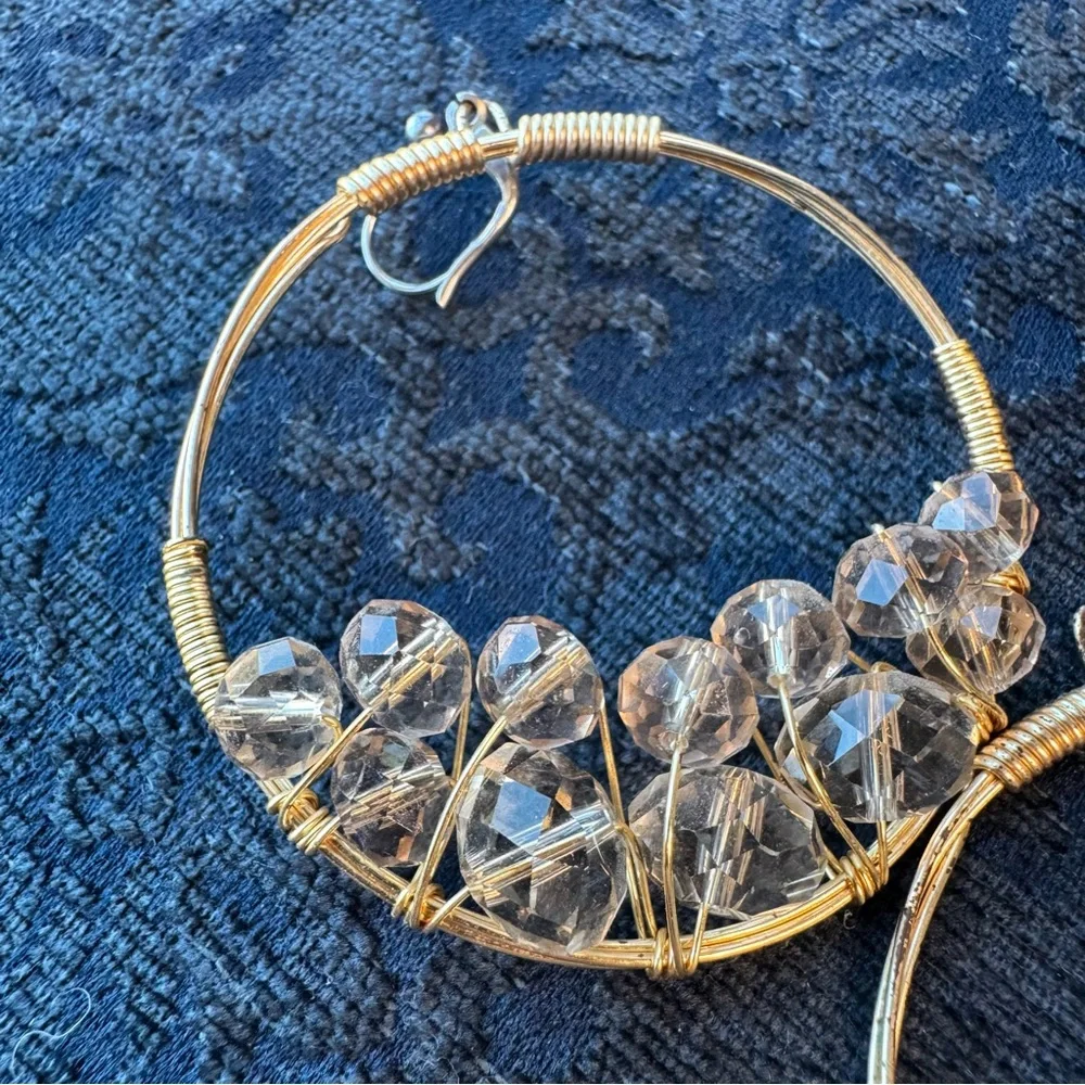 Rory Ashton beaded hoop earrings boutique brand latch closure earrings - Picture 6 of 11